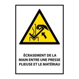 Signalétique de danger - Ecrasement de la main - W031 - ISO 7010 PVC 2 mm A5