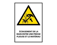 Signalétique de danger - Ecrasement de la main - W031 - ISO 7010 PVC 2 mm A5