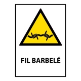 Panneau danger - Fil barbelé - Format W033 - Norme ISO 7010 Vinyle Souple Autocollant A4