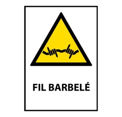 Panneau danger - Fil barbelé - Format W033 - Norme ISO 7010 Vinyle Souple Autocollant A5