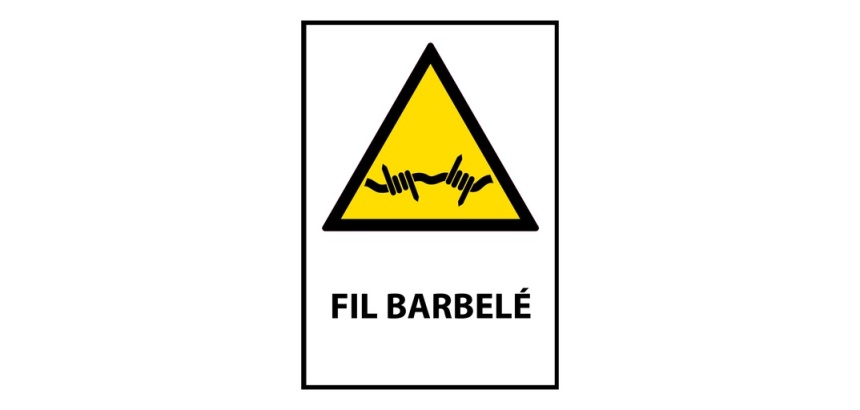 Panneau danger - Fil barbelé - Format W033 - Norme ISO 7010