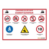 Panneau - Consignes de sécurité chariot élévateur - PVC PVC 2 mm A3
