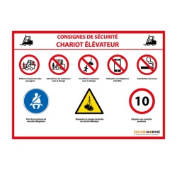 Panneau consignes sécurité chariot élévateur A4 ou A3