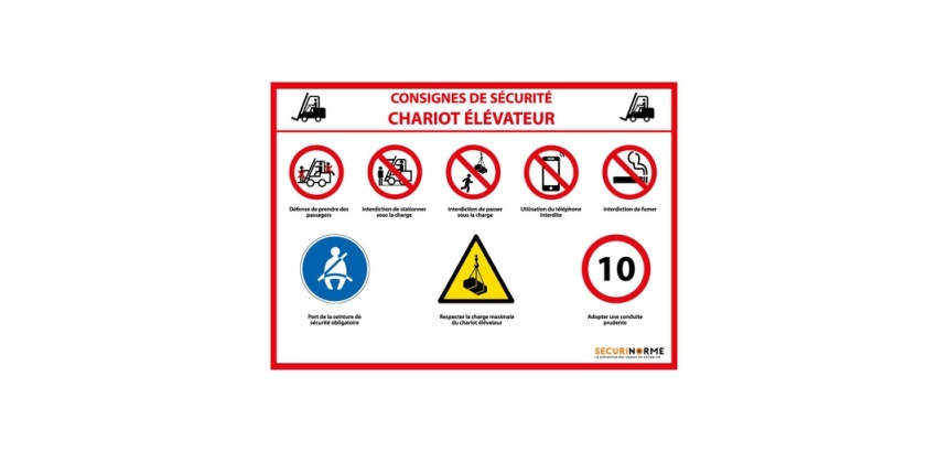 Panneau consignes sécurité chariot élévateur A4 ou A3