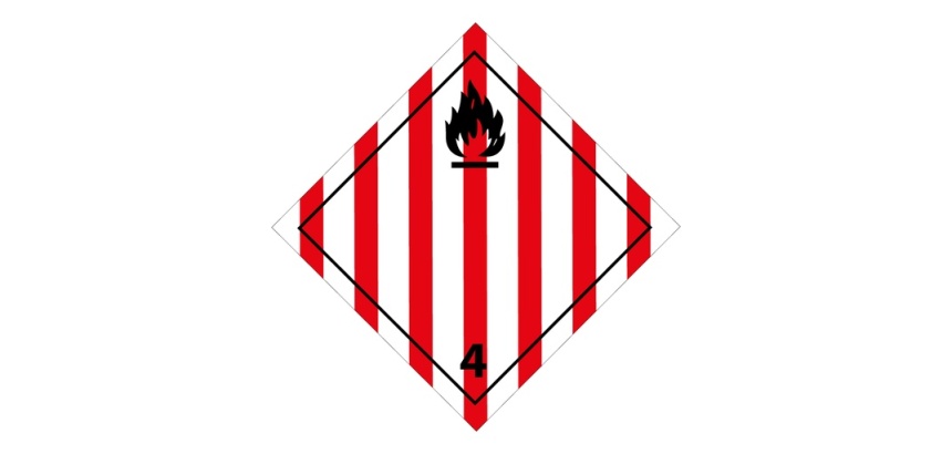 Plaque ADR - Transport Solide inflammable - Danger Classe 4 100 x 100 mm Vinyle