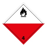 Plaque de Transport ADR 4 - Transport matières inflammables 250 x 250 mm Plaque magnétique