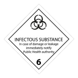 Panneau Transport Matières Infectieuses ADR Classe 6.2A 250 x 250 mm Plaque magnétique