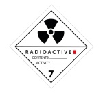 Plaque de Transport ADR 7 -Matières radioactives - Catégorie I 100 x 100 mm Vinyle