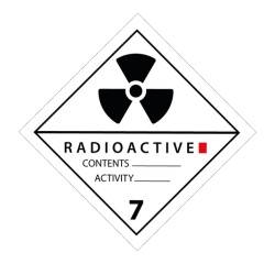 Plaque de Transport ADR 7 -Matières radioactives - Catégorie I 100 x 100 mm Vinyle