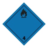 Panneau de transport - Gaz inflammable au contact de l'eau 250 x 250 mm Plaque magnétique