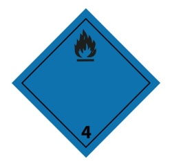 Panneau de transport - Gaz inflammable au contact de l'eau 100 x 100 mm Vinyle