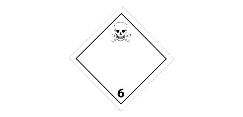 Plaque de Transport ADR 6.1 - Matières Toxiques Danger de mort 100 x 100 mm Vinyle