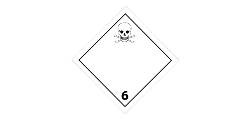 Plaque de Transport ADR 6.1 - Matières Toxiques Danger de mort 100 x 100 mm Vinyle