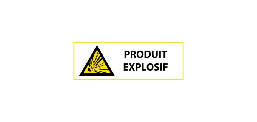 Signalétique de danger - Produit explosif - W002 - ISO 7010 297 x 105 mm Vinyle Souple Autocollant