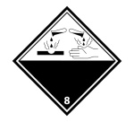 Plaque ADR - Transport Matières corrosives - Danger classe 8 100 x 100 mm Vinyle