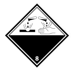 Plaque ADR - Transport Matières corrosives - Danger classe 8 100 x 100 mm Vinyle