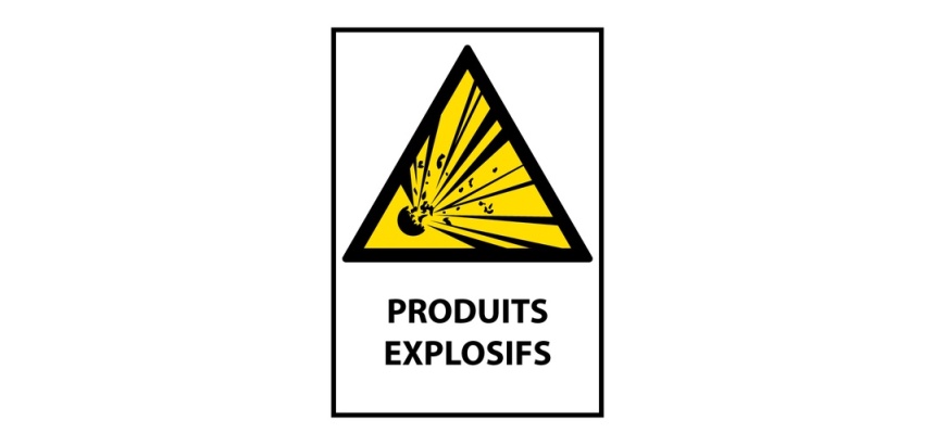 Panneau danger - Produits Explosifs - W002 - Norme ISO 7010 Vinyle Souple Autocollant A5