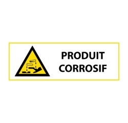 Signalétique de danger - Picto produit corrosif - W023 - ISO 7010 297 x 105 mm Vinyle Souple Autocollant