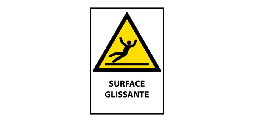 Signalétique de danger - Surface glissante - W011 - ISO 7010 Vinyle Souple Autocollant A5