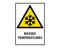 Panneau W010 – Avertissement sécurité – Basses températures PVC 2 mm A3