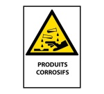 Panneau de danger - Produits Corrosifs - W023 - ISO EN 7010 Vinyle Souple Autocollant A5