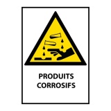 Panneau de danger - Produits Corrosifs - W023 - ISO EN 7010 PVC dos adhésif A3