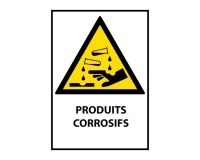 Panneau de danger - Produits Corrosifs - W023 - ISO EN 7010 Vinyle Souple Autocollant A5