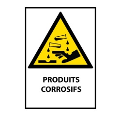 Panneau de danger - Produits Corrosifs - W023 - ISO EN 7010 Vinyle Souple Autocollant A5