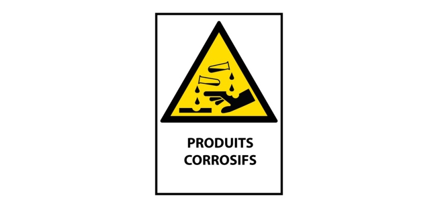 Panneau de danger - Produits Corrosifs - W023 - ISO EN 7010 Vinyle Souple Autocollant A5