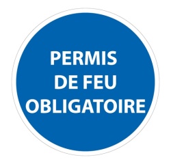 Panneau d'obligation de port d'EPI - Permis de feu obligatoire Vinyle Souple Autocollant 100 mm