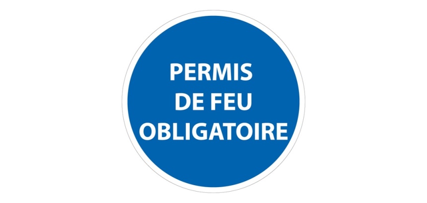 Panneau d'obligation de port d'EPI - Permis de feu obligatoire Vinyle Souple Autocollant 100 mm
