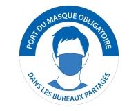 Panneau "Port du masque obligatoire dans les bureaux partagés" - 200 mm - PVC