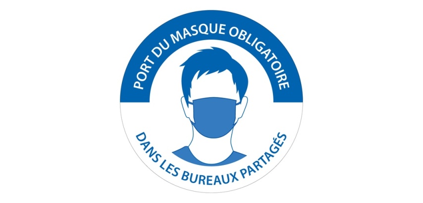 Signalétique Port du masque obligatoire bureaux partagés