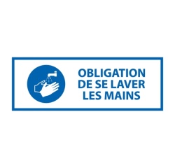 Panneau obligation - Obligation de se laver les mains - M011 297 x 105 mm Vinyle Souple Autocollant