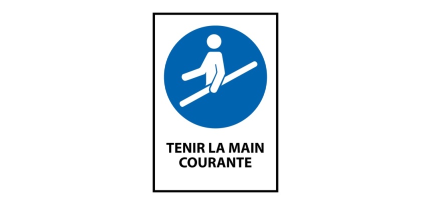 Panneau EPI - Obligation de tenir la main courante - M029 Vinyle Souple Autocollant A5
