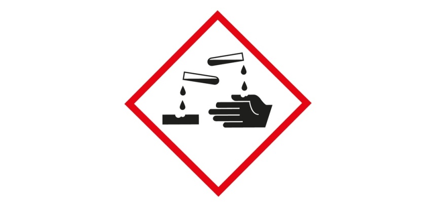 Lot d'étiquettes adhésives GHS05 - Danger Matières corrosives - Vinyle