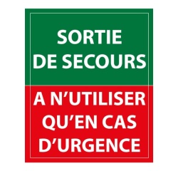 Panneau Evacuation incendie - Sortie de secours, à n'utiliser qu'en cas d'urgence - 300 x 250 mm