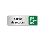 Sortie de secours à droite – Panneau adhésif PVC 150 x 47 mm Blanc
