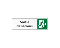 Sortie de secours à droite – Panneau adhésif PVC 150 x 47 mm Blanc