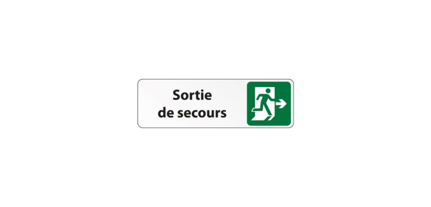 Sortie de secours à droite – Panneau adhésif Alu