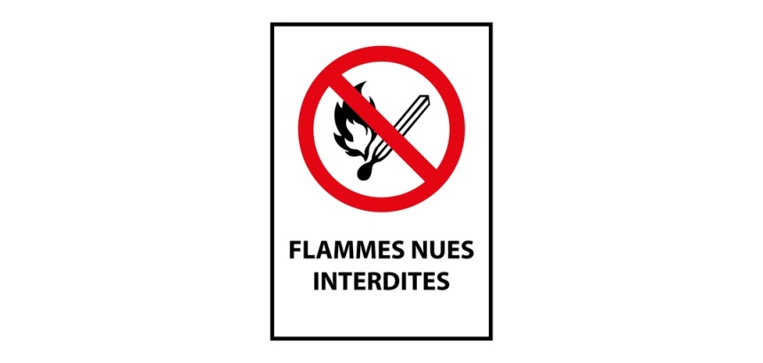 Panneau d'interdiction - Flammes nues interdites - P003 - ISO 7010 Vinyle Souple Autocollant A5
