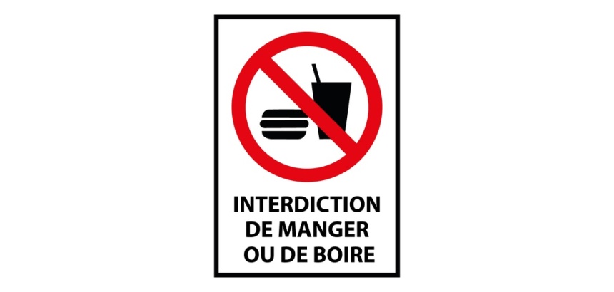 Panneau interdiction - Ne pas manger ou boire - P022 - ISO 7010