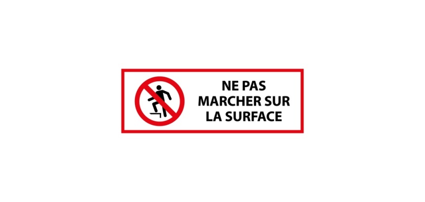 Panneau Interdiction - Ne pas marcher sur surface -P019 -ISO 7010 297 x 105 mm Vinyle Souple Autocollant