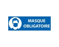 Panneau signalétique Masque obligatoire ERP - Rectangle bleu 297 x 105 mm Vinyle
