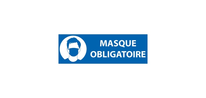 Panneau signalétique Masque obligatoire ERP - Rectangle bleu