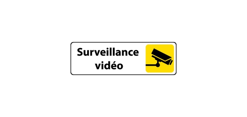 Panneau Surveillance vidéo - Signalétique de sécurité picto caméra 150 x 47 mm Blanc