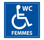 Panneau signalétique WC femmes PMR ISO 7010 accessibilité