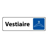 Panneau “Vestiaires” pictogramme cintre – adhésif Alu 250 x 80 mm Argent