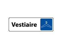 Panneau “Vestiaires” pictogramme cintre – adhésif Alu 250 x 80 mm Argent