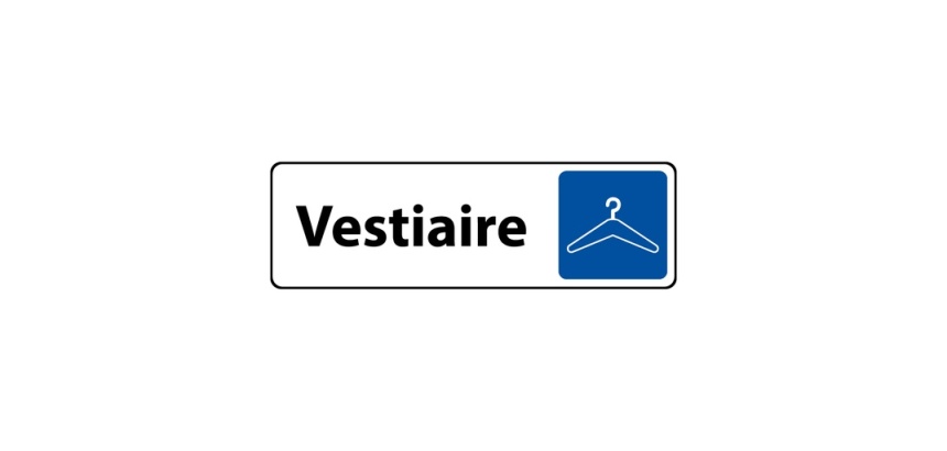Panneau “Vestiaires” pictogramme cintre – adhésif Alu